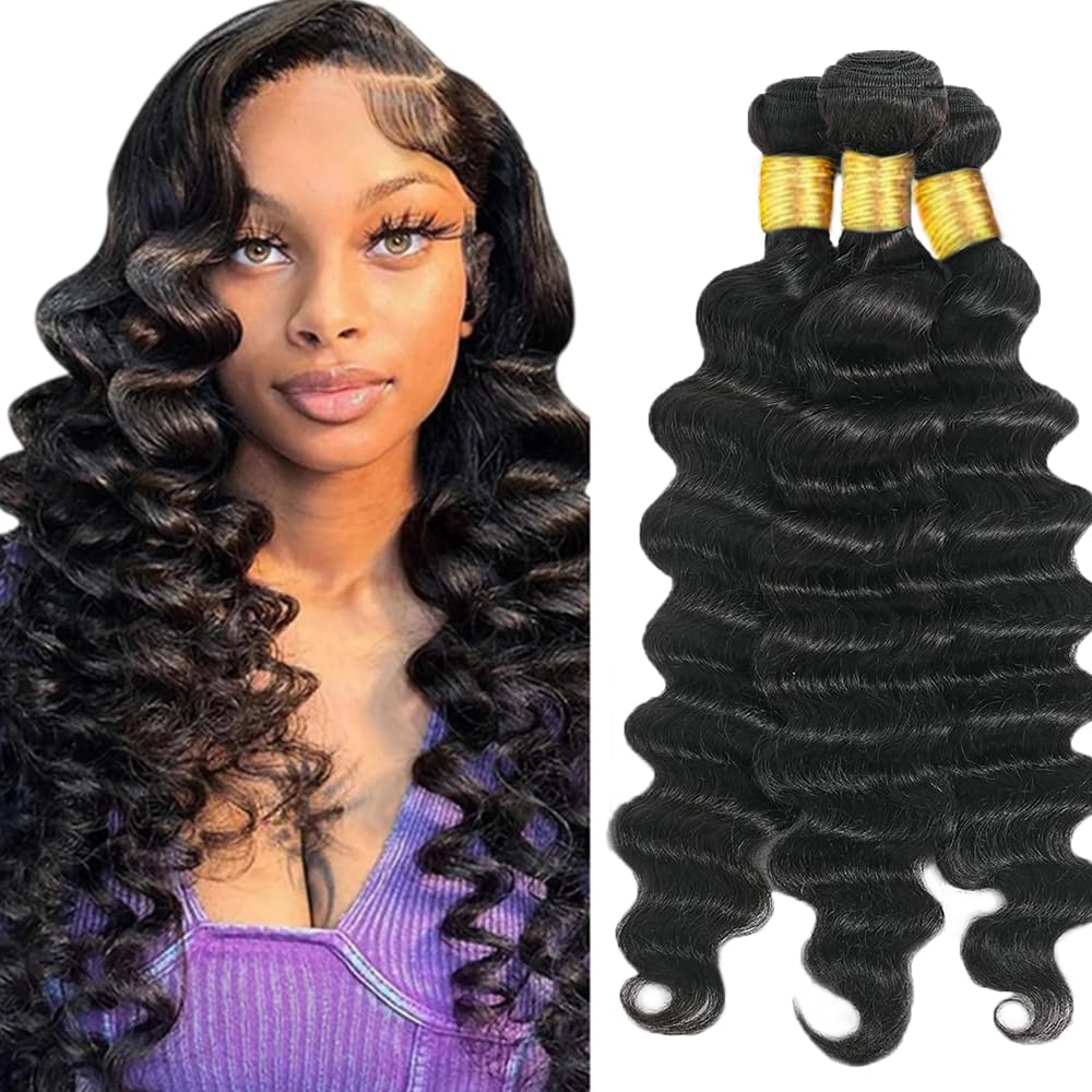 Loose Deep Wave Bundles Human Hair Loose Wave Bundles 310g 12 14 16 Inch Unprocessed Virgin Double Weft Black Bundle Hair Extensions