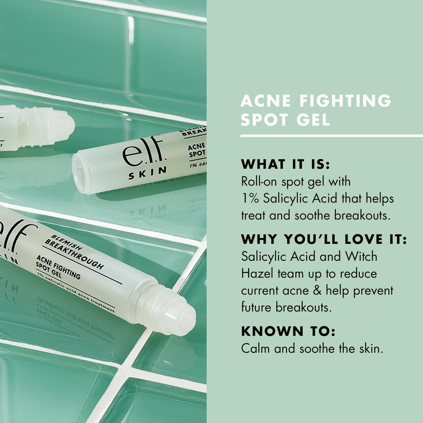 e.l.f. SKIN Blemish Breakthrough Blemish Fighting Spot Gel, Roll-on Blemish Spot Gel For Targeting & Treating Blemishes, Infused With Salicylic Acid