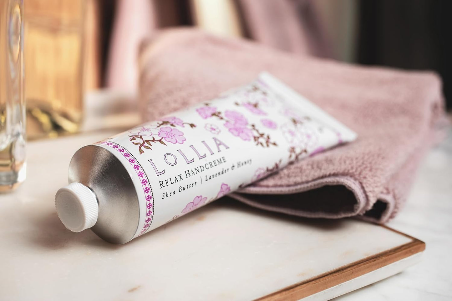 LOLLIA Relax Hand Cream Bundle - Lavender & Honey Scented Moisturizing Lotion | 4 oz & 0.33 oz Travel Size