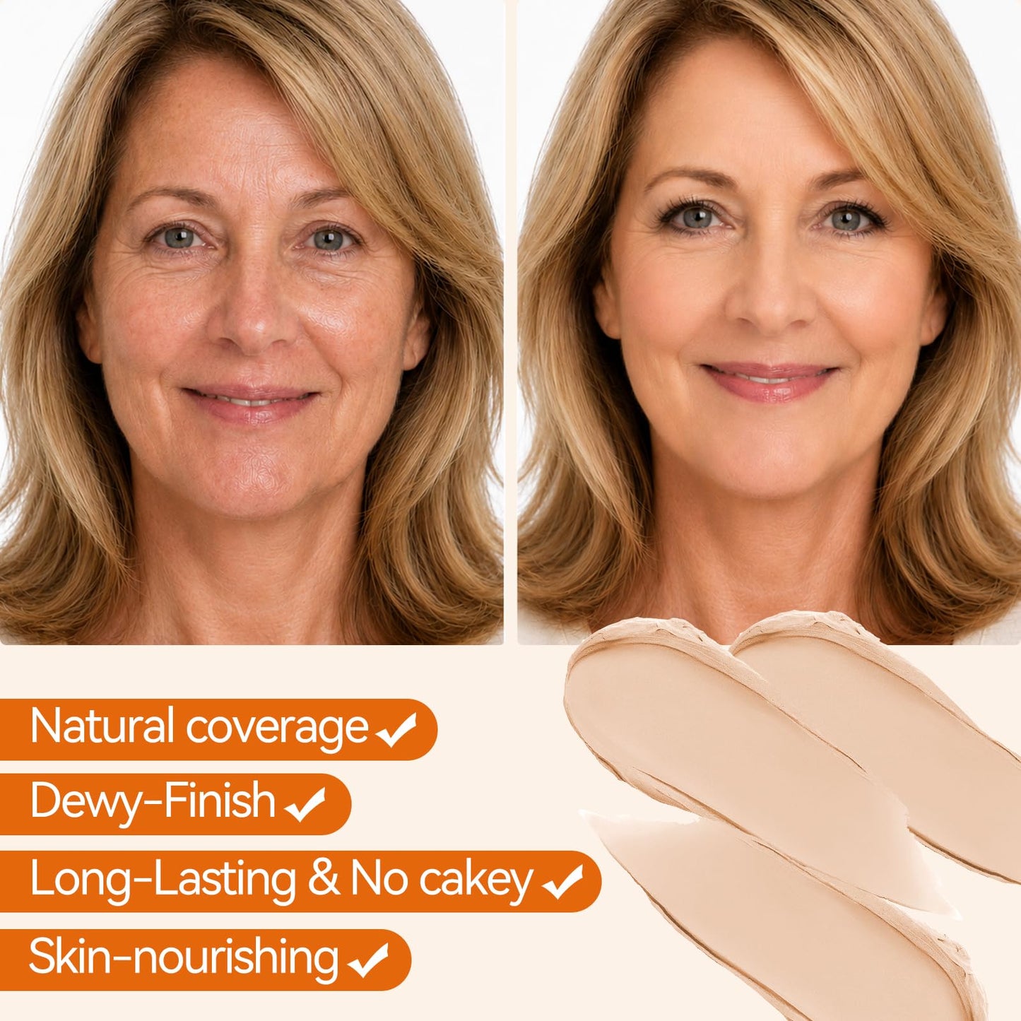 QIANWHITE Korean Foundation Stick Foundation for Mature Skin Tint, Buildable Light to Medium Coverage Foundation Makeup Concealer, Dual-Ended with Brush for All Skin - Natural Finish (BROWN)