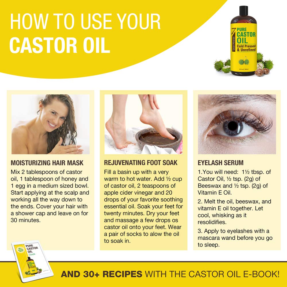 Pure Cold Pressed Castor Oil - 32 oz Unrefined & Hexane-Free | Boost Hair Growth, Thicker Eyelashes & Skin Healing