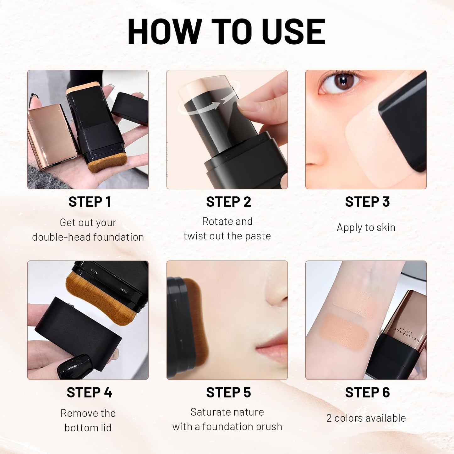 2 In 1 Anti Wrinkle Foundation Stick, Korea Flawless Eraser Foundation Stick- Hydrating Lightweight, Double Head Foundation Make Up Stick with Brush,Multi-Use Face Makeup Contour Stick(Natural, 1PC)