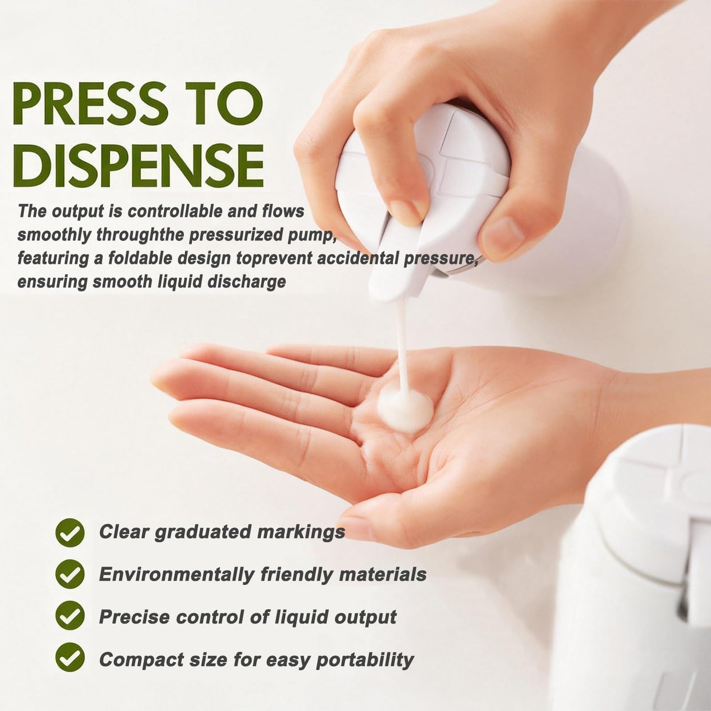4 in 1 Travel Dispenser Bottles, Leak Proof Travel Bottles for Toiletries, 4 Pack 30ML Refillable Travel Size Containers for Shampoo, Onditioner, Travels Essentials (Green)
