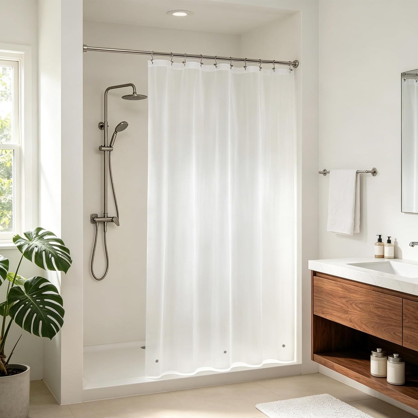 Clear Plastic Shower Liner - Premium Waterproof PEVA Curtain with Rustproof Grommets & 3 Magnets | Standard Size