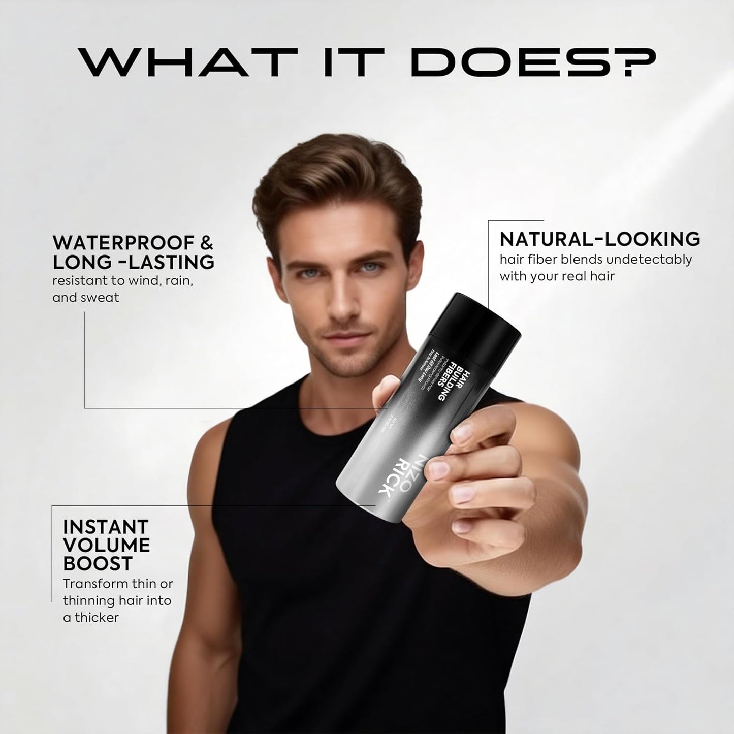 Hair Thickening Fibers - Waterproof Color Powder for Thinning Hair | 28g Black Fill-In for Men & Women