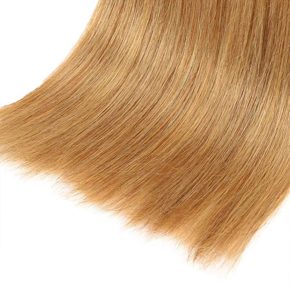 22 22 22 Inch #27 Honey Blonde Bundles Human Hair Straight 3 Bundles Brazilian Remy Hair 50 Grams/Bundle 10A Grade Unprocessed Virgin Hairs Blonde Straight Bundle Weaves Extensions