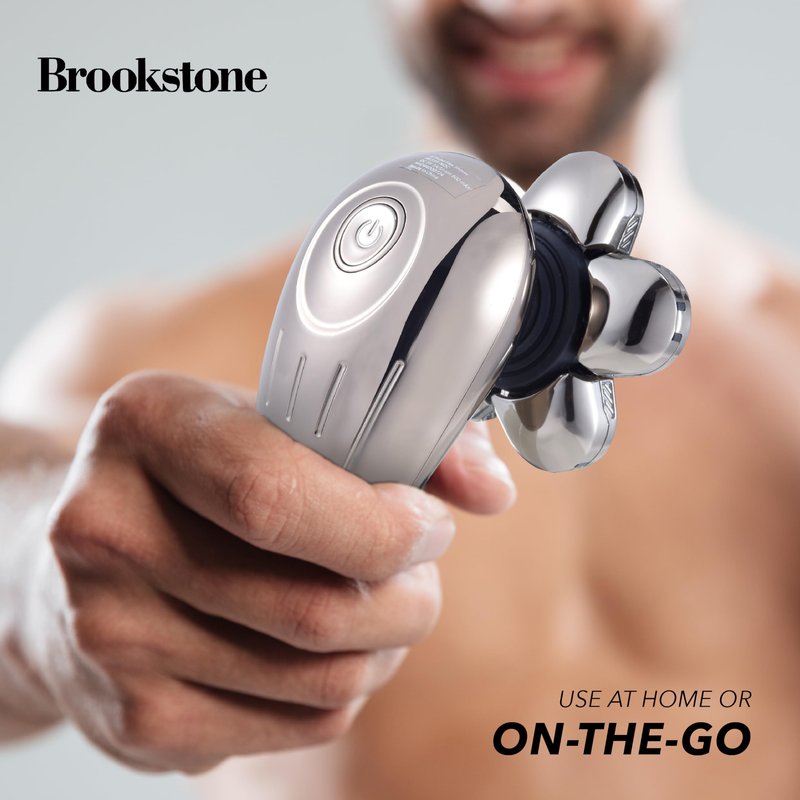 Brookstone - 6-Head Flex Shaver, Close Shave with Pivoting Heads & Rechargeable Battery for Smooth, Comfortable Grooming (Black)