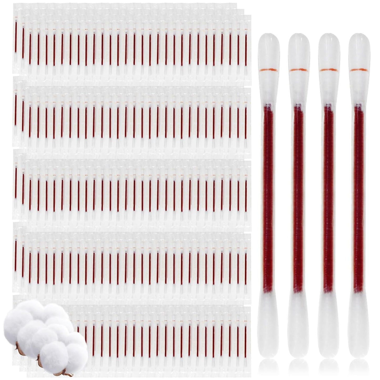 Iodine Cotton Swabs - Individually Wrapped Medical Iodophor Swabsticks | First Aid Kits for Nasal & Ear Care (200 Pack, White)
