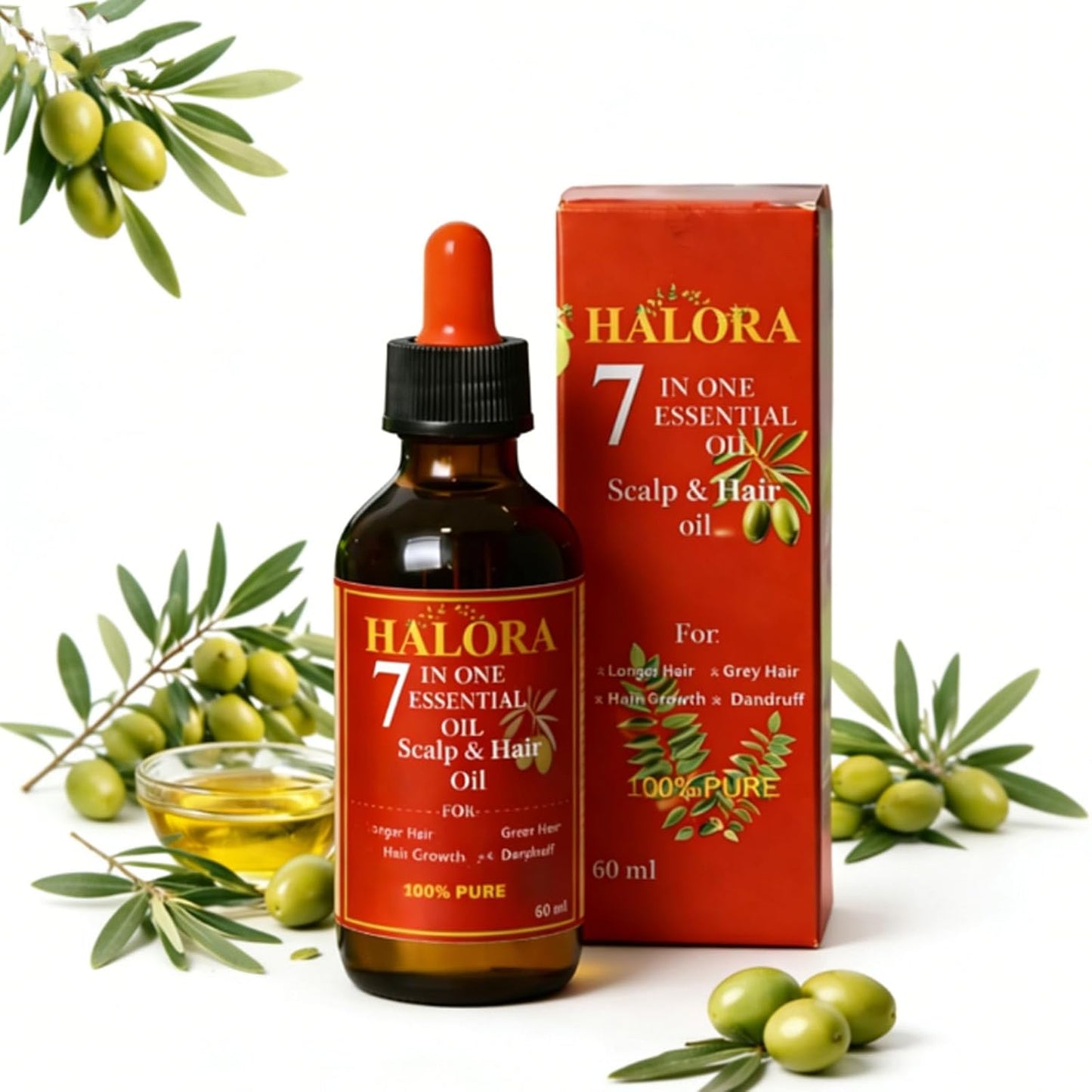 Halora Hair Growth Oil - Olive Oil for Thinning Hair, Strengthens & Nourishes Scalp | 1pc