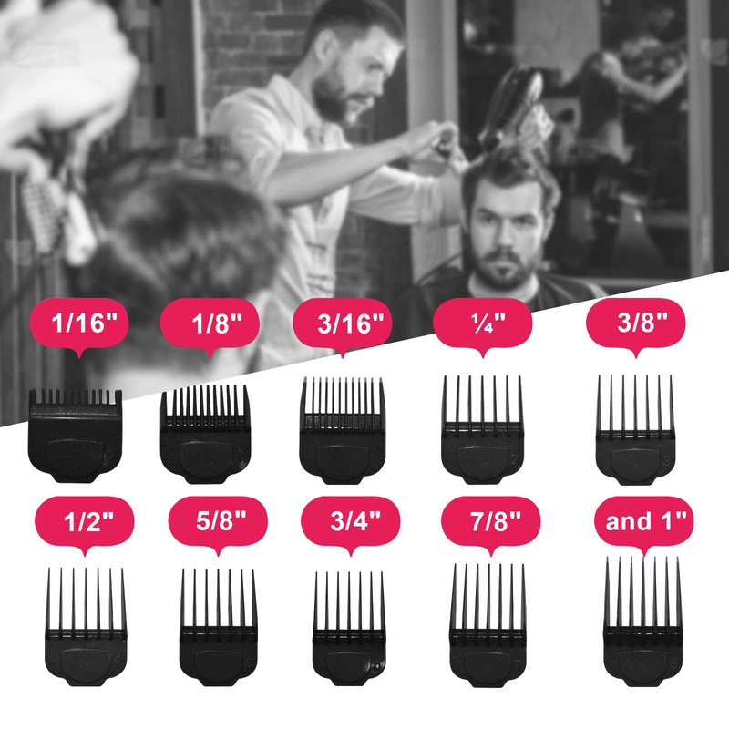Magnetic Clipper Guards Guide Comb Set Compatible with Andis Master Hair Clippers,Size form to 1/16 to 1 in,10pcs Black