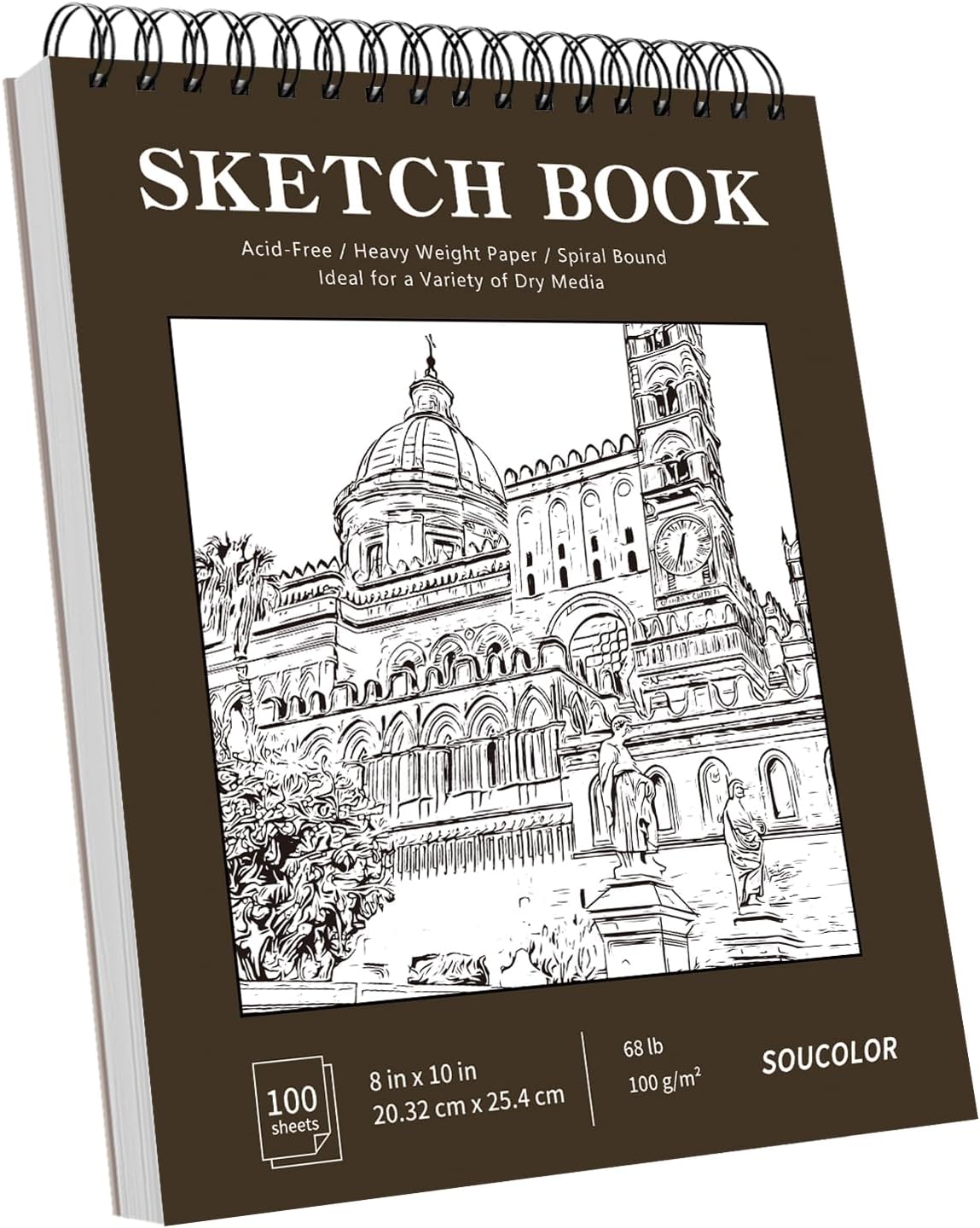 Soucolor Sketch Book - 9" x 12" Top Spiral Bound, 100 Sheets Acid-Free Drawing Paper | Ideal for Kids, Adults & Artists