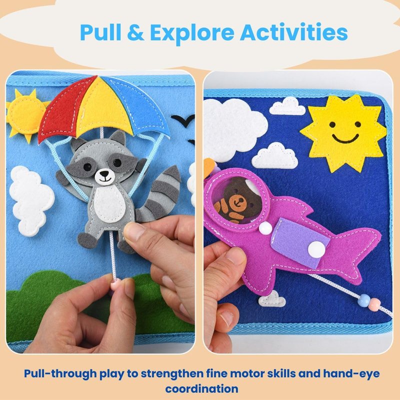 Bright Keiki Busy Book for Toddlers 1–3 – Montessori Busy Board & Educational Toys for 2 Year Old – Away We Go Travel Activity Book