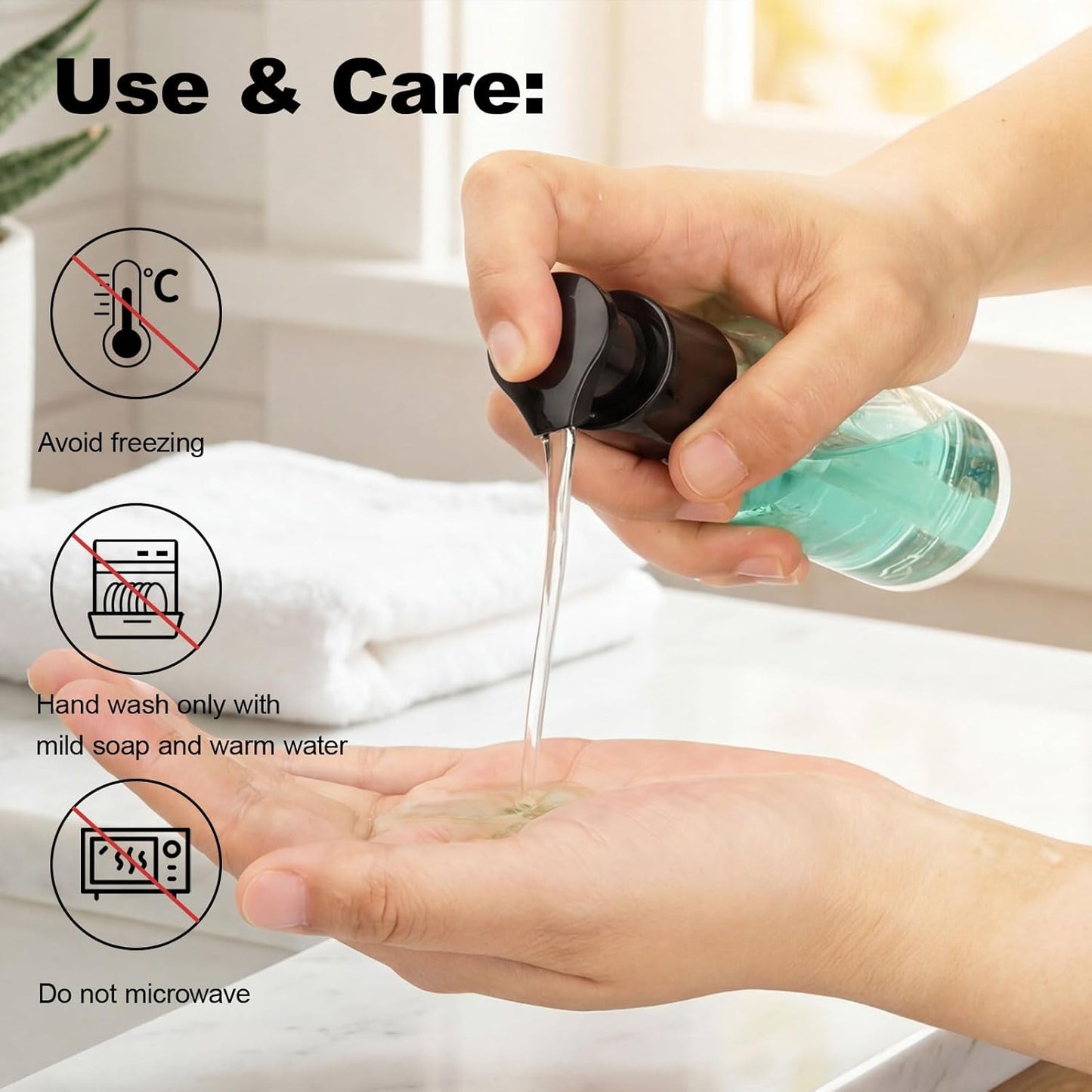 4oz Refillable Pump Bottle Dispenser - Leak-Proof Plastic Soap & Lotion Bottles | Travel Size, Clear - 2 Pack