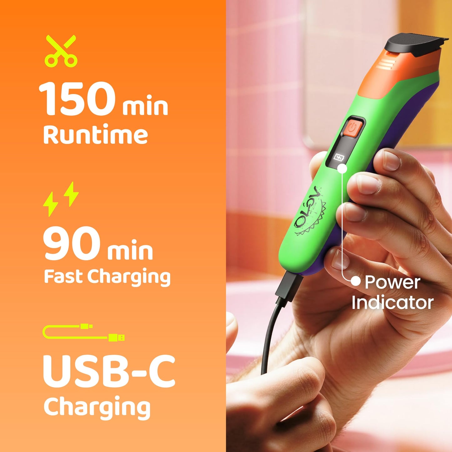 OLOV LITE Electric Beard Trimmer for Men,Nose Hair Trimmer & Electric Razor 10-in-1 Grooming Kit Cordless Shaver Gift-Ready for Men(Greenish Orange)