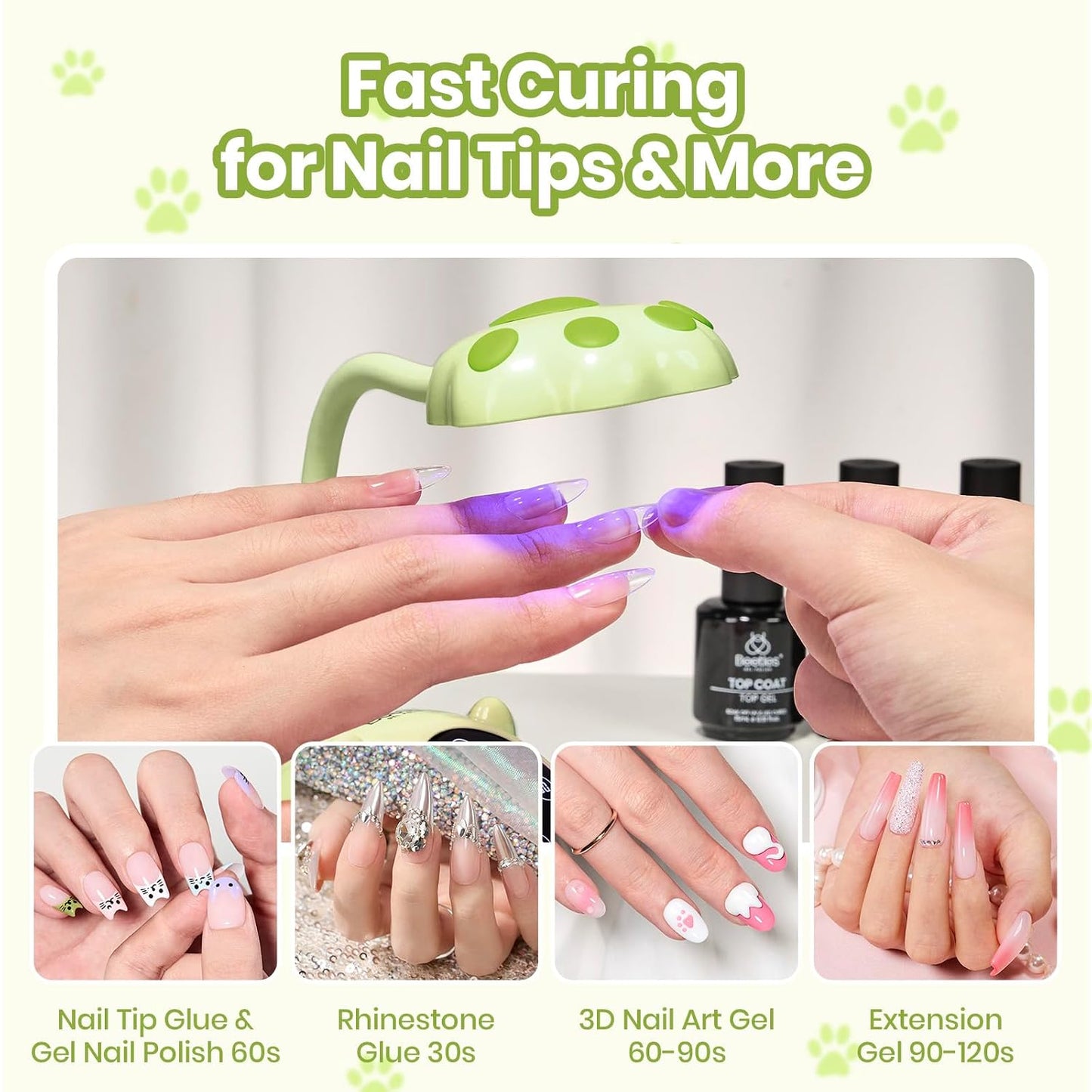 Beetles Gooseneck UV Nail Lamp - Mini LED Nail Light with 3 Timer Settings | Cordless Gel Polish Dryer