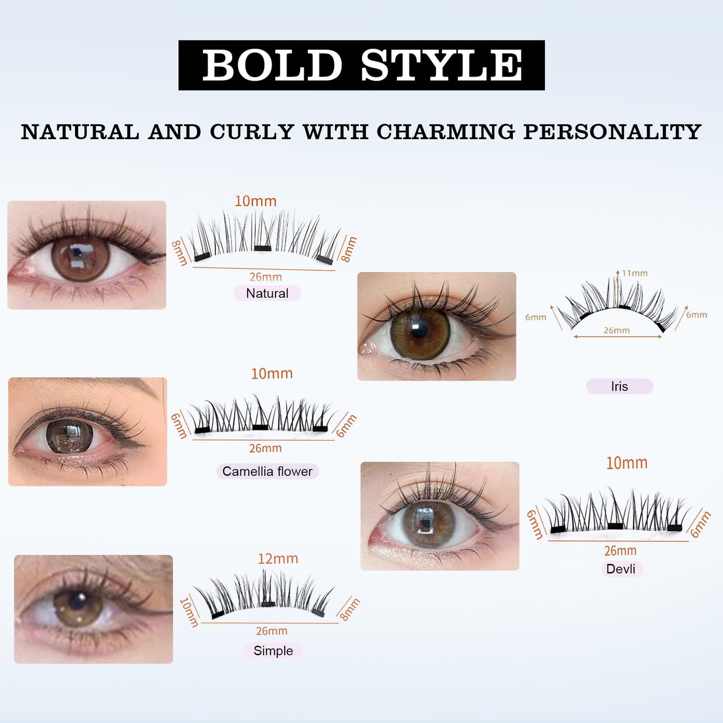Meylora Magnetic Lashes,2026 New Magnetic Eyelashes with Applicator Natural Look,No Glue Needed Reusable Eyelashes Kit for Women(02+03+06)
