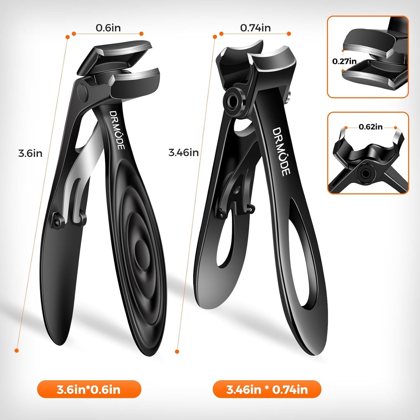 Toenail Clippers for Thick Toenails - Angled Long Handle Design for Seniors | Heavy Duty, Wide Jaw Opening, Black