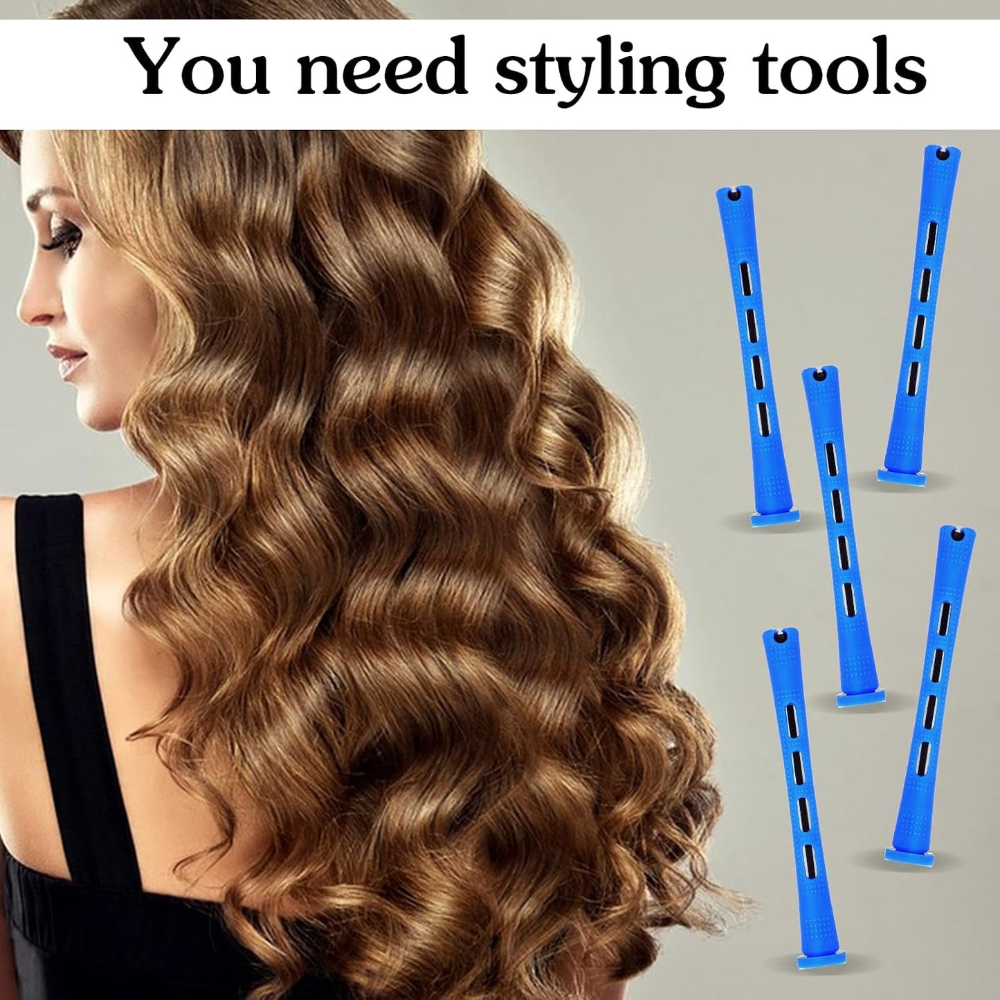 Perm Rods for Short Hair - 20 Pcs Small Plastic Curling Rollers | Blue, 0.35 Inches
