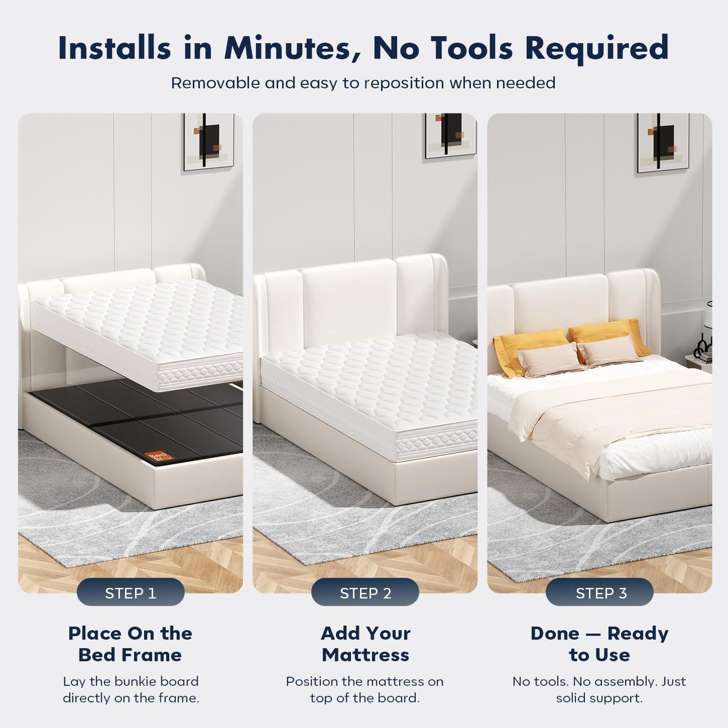 BedBro California King Bunkie Board 10mm (72" x 84") – Black Under Mattress Support, Anti-Sag & Noise-Free, Breathable Low Profile Bed Board for Metal Frame, Platform & Slatted Beds