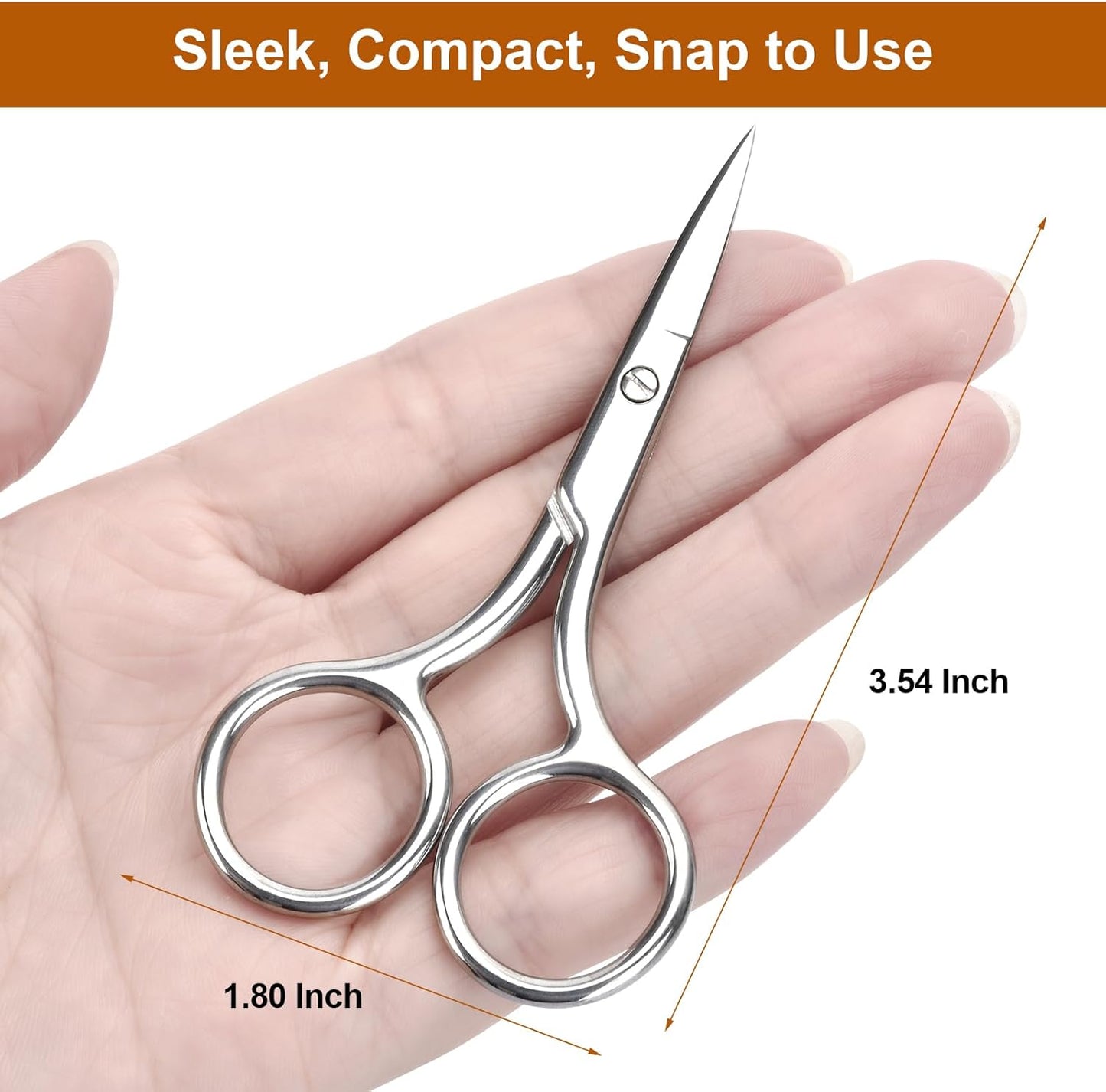 Professional Eyebrow & Facial Hair Scissors - 2-Pack Stainless Steel Precision Grooming Kit | 3.5” Straight Tip for Eyebrows, Beard, Nose & Mustache