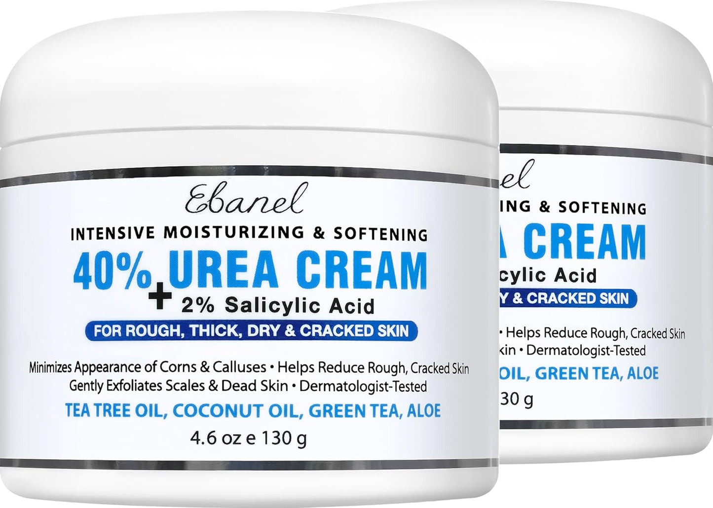 Ebanel Urea Cream 40% & Salicylic Acid 2% - Intensive Foot Cream for Dry, Cracked Heels & Skin Repair | 2-Pack