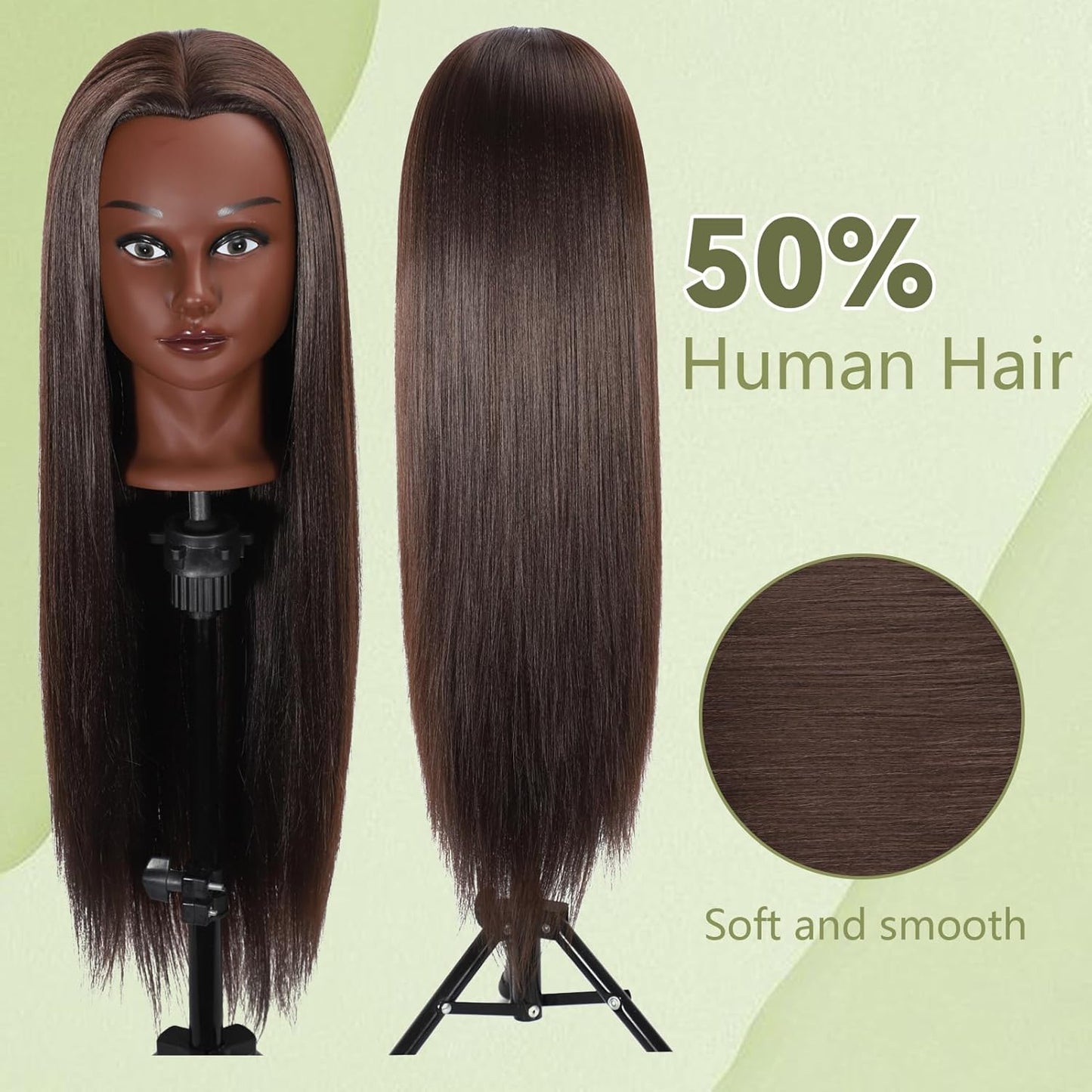 Mannequin Head with Hair - 28" Cosmetology Manikin for Braiding & Styling | Includes Free Clamp