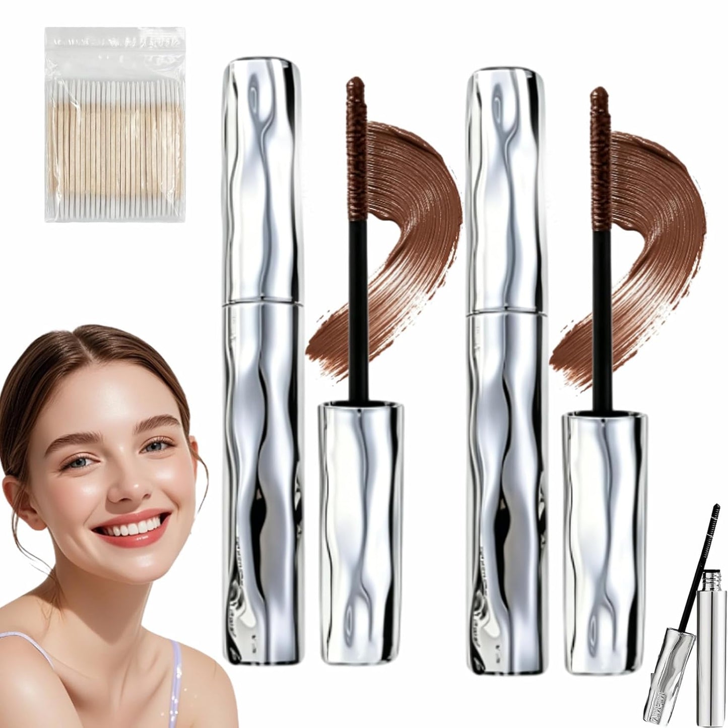 Waterproof Fiber Mascara - Volume & Length Without Clumping | Smudge-Proof, Natural Finish (3pcs)