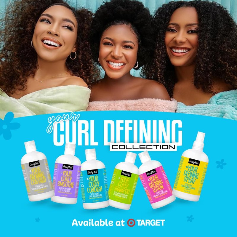 CurlyChic Your Defining Custard - Curl Defining & Moisturizing Styling Cream for Curly, Kinky, Coily, Wavy, & Frizzy Hair - Long-Lasting Hold, Flake-Free, No Crunch, Sulfate & Paraben Free, 12 fl oz