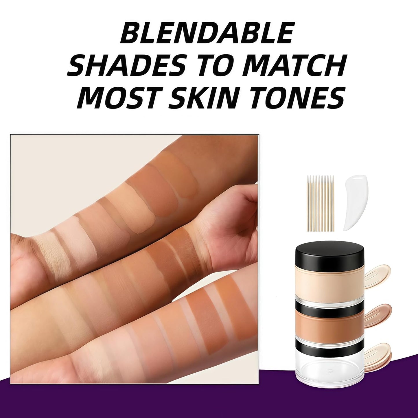 Tattoo Cover Up Cream - Waterproof & Sweatproof Body Concealer for Scars & Dark Spots | Blendable Dual Shades (Ivory & Medium Deep)