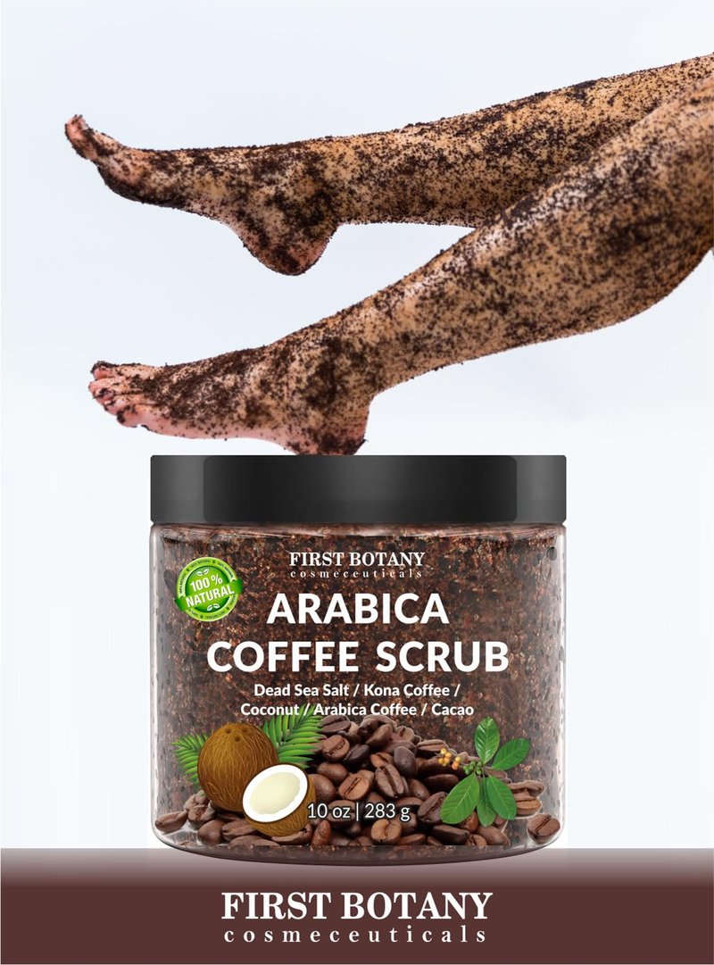 Natural Arabica Coffee Scrub - Organic Coffee & Shea Butter for Acne, Cellulite, Stretch Marks | 10 oz
