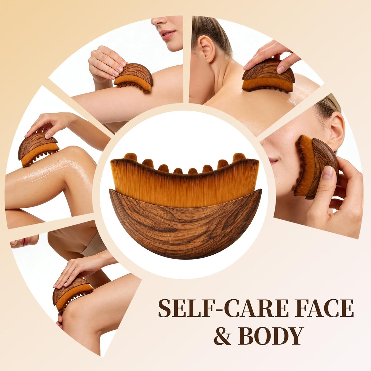 Lymphatic Contour Face Brush - Gua Sha Tool for Lymphatic Drainage & Relaxation | 2-Piece Set