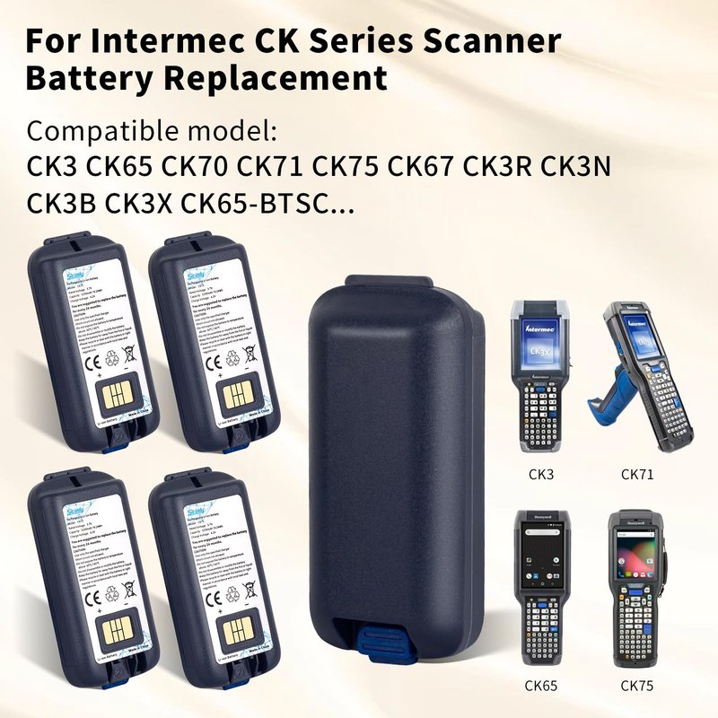 Sicimly CK71 CK75 Scanner Battery,for Honeywell CK75 CK70 CK71 CK3 CK65 CK3R CK3X CK3XR CK65-BTSC CK3N CK3B,318-063-001 318-034-034 AB18 Barcode Scanner.5200mah(5-Pack)