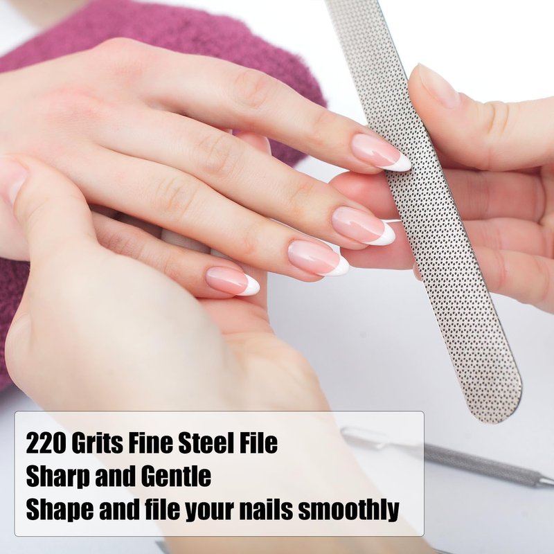 Long Lasting Nail File and Buffer Set, 1 Diamond Metal Nail File with 1 Nano Glass Nail Buffer, Professional Manicure Tools Kit for Home and Salon Use