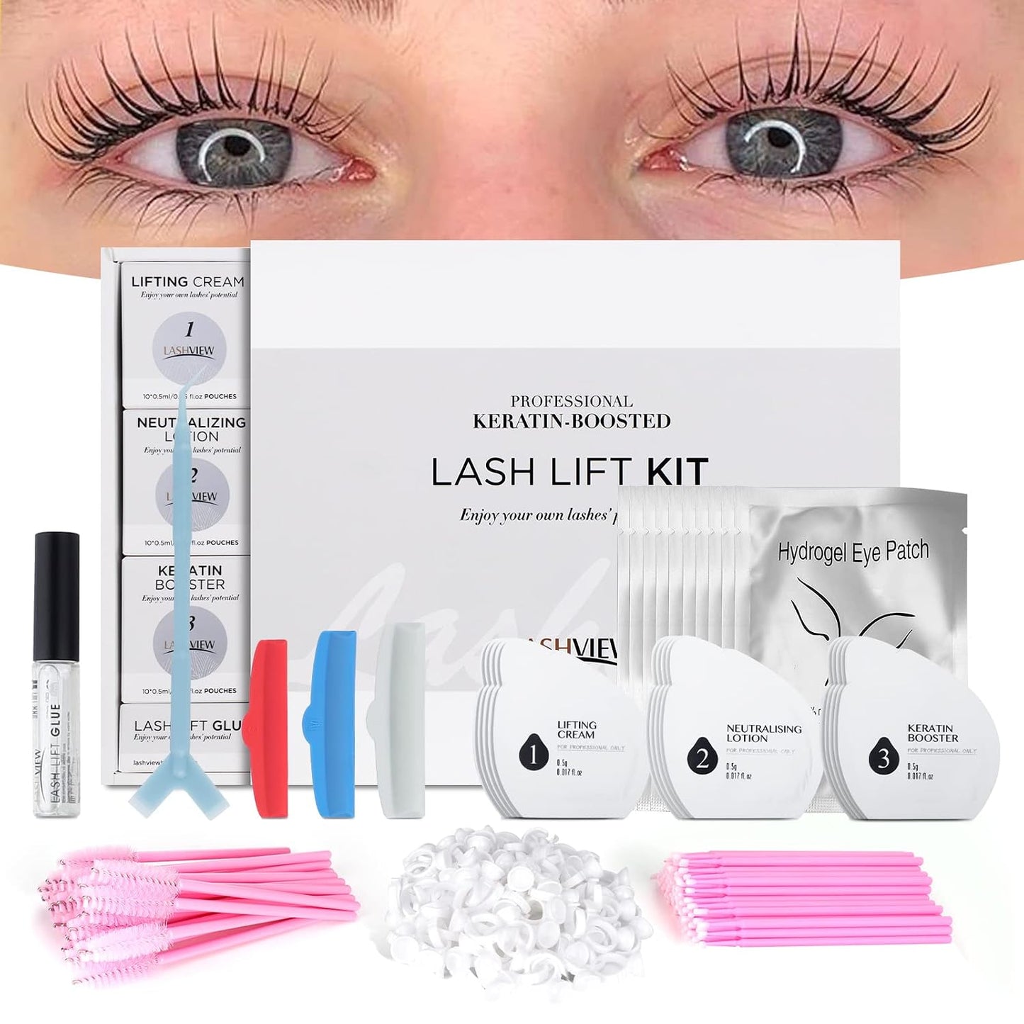 Lashview Lash Lift Kit - Professional Semi-Permanent Eyelash Curling Set | 5 Applications
