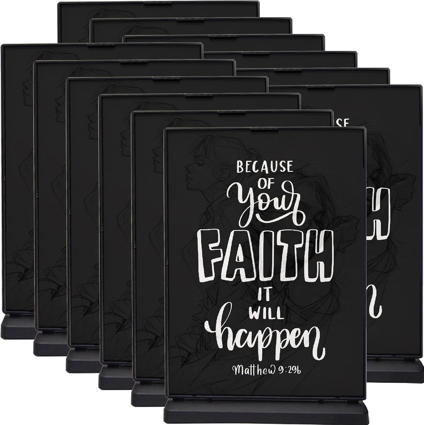 Acrylic Sign Holder - 12x8 Two-Sided Display Stand | 4 Pack for Cafes, Shops, Events