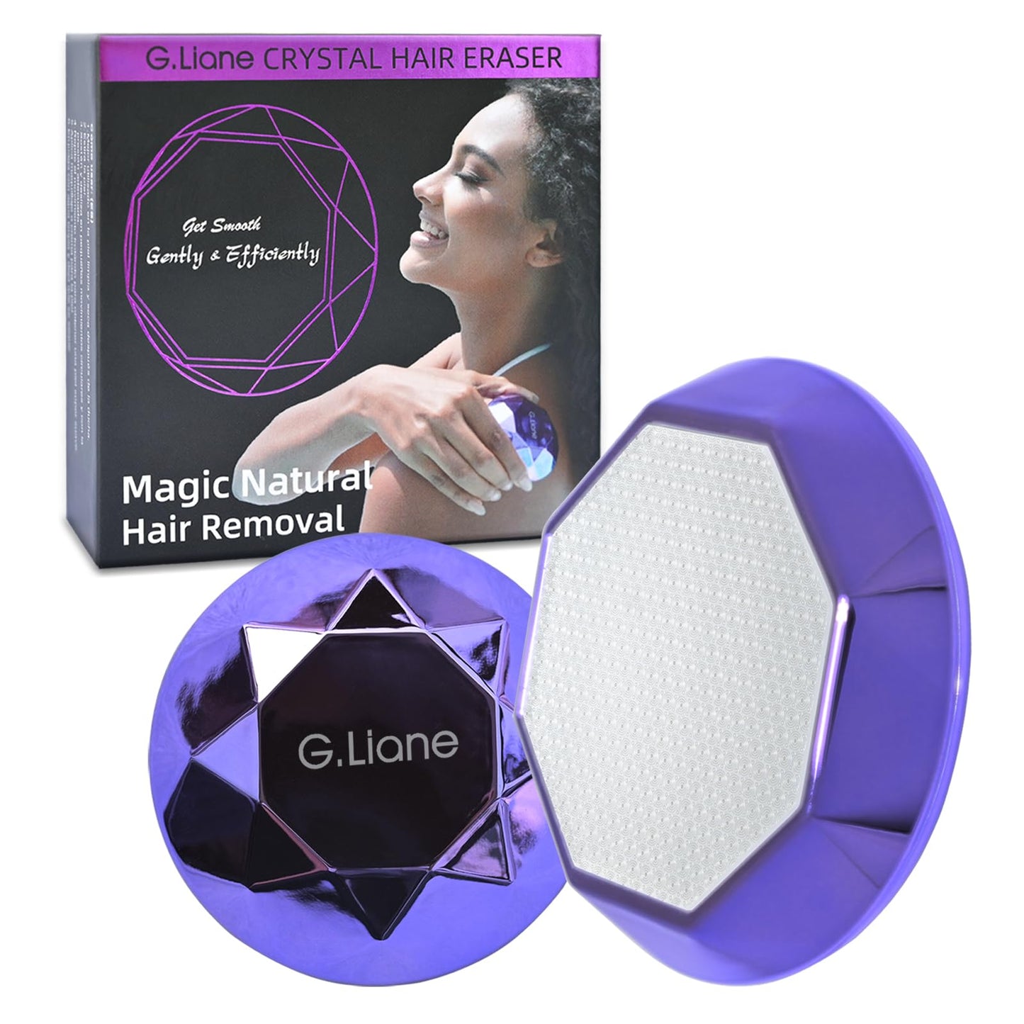 G.Liane Crystal Hair Eraser,Painless Nano Hair Remover Exfoliation,Gentle and Efficient Glass Hair Removal Device Without Waxing,Natural Epilator for Women and Men(Violet)