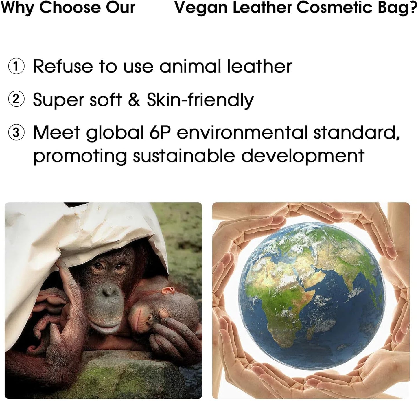 Makeup Bag - Travel Cosmetic Organizer in Vegan Leather | Sage Green, Stylish & Functional