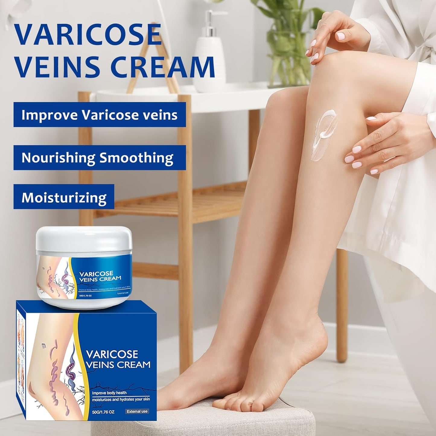 Varicose Veins Cream - Natural Treatment for Spider Veins & Heavy Legs | Refreshing Non-Sticky Formula, 1 Pack