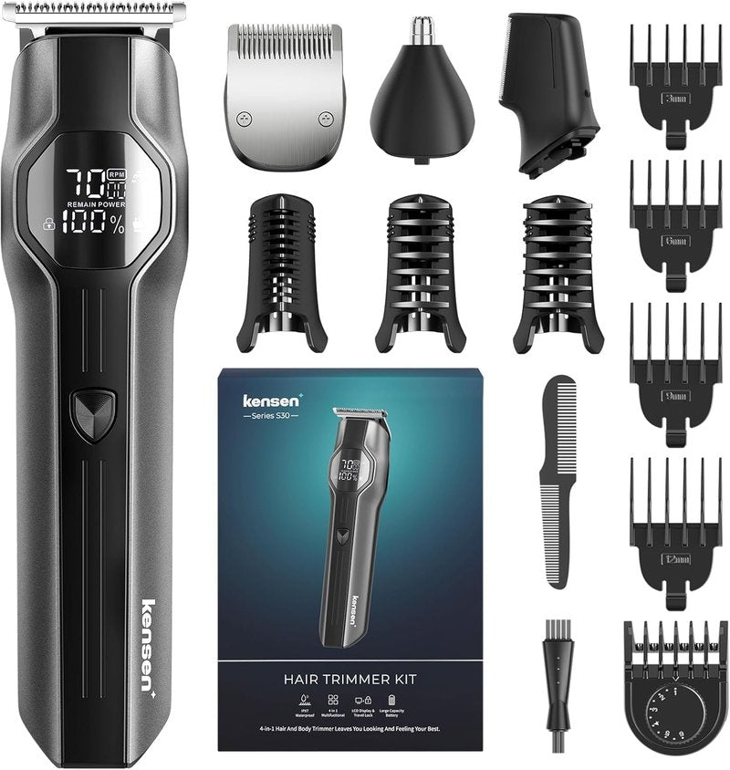 Beard Trimmer for Men - 14 Piece Professional Mens Grooming Kit, Christmas Gift Multi Groomer for Beard face Nose Ear Hair Trimmer Hair Cutting kit IPX7 Wet/Dry Use 210 Mins Shaving for Him Father