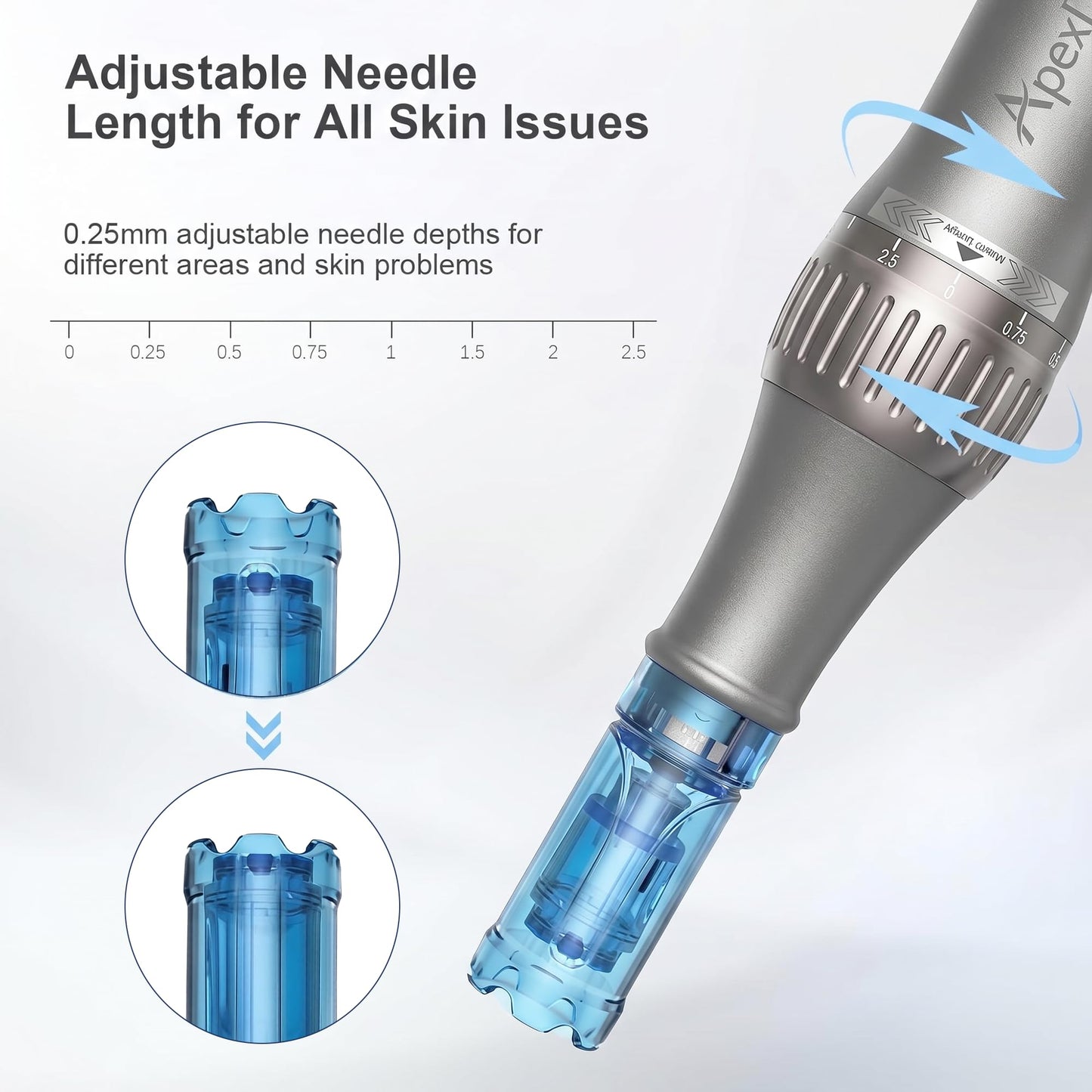 Microneedle Roller Pen for Home Use - 0.25mm Mcroneeding Derma Roller M8S Pen for Women Men - Micro Needle Roller Pen for Skin Tools