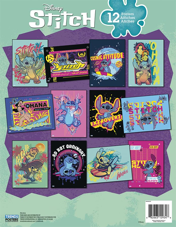 Disney Lilo and Stitch Poster Book - 12 Vibrant Posters
