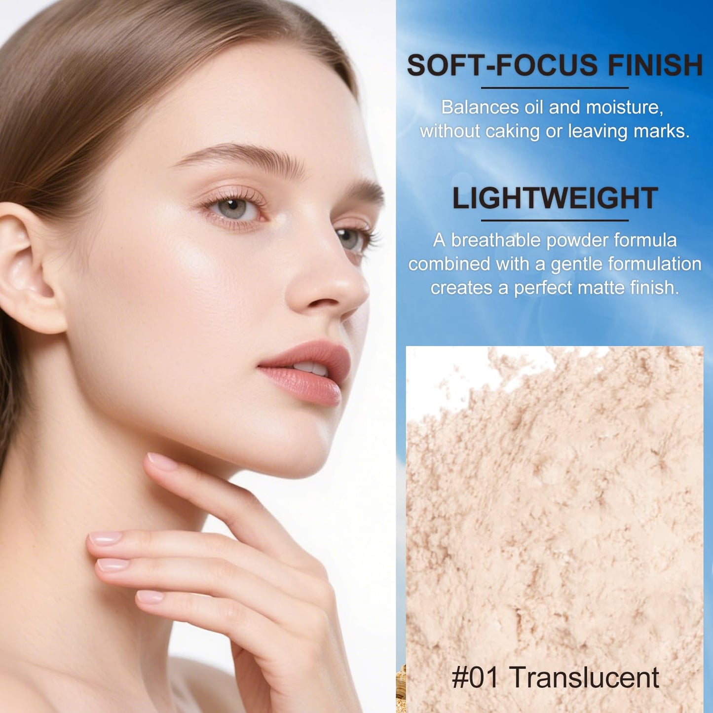 Sunscreen Setting Powder SPF 35, Mineral Brush Powder for Face and Scalp, Oil Control Natural Matte Finish Loose Powder Translucent Lasting Lightweight Breathable for All Skin (#01 Translucent)