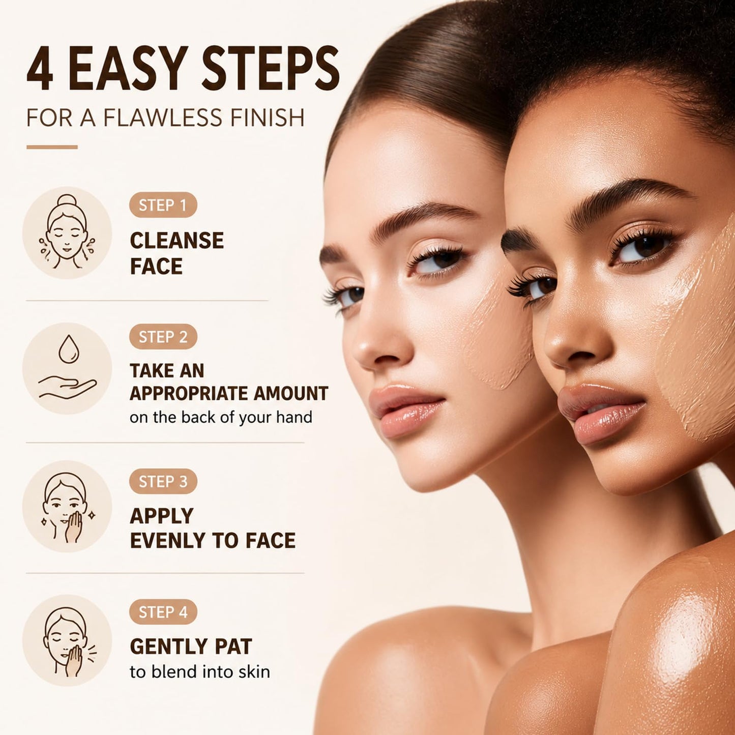 Hanae Korea Foundation Stick, All-in-one foundation (with built-in brush), lightweight and non-cakey, creates a natural finish, effectively covers imperfections, portable makeup (Nude)
