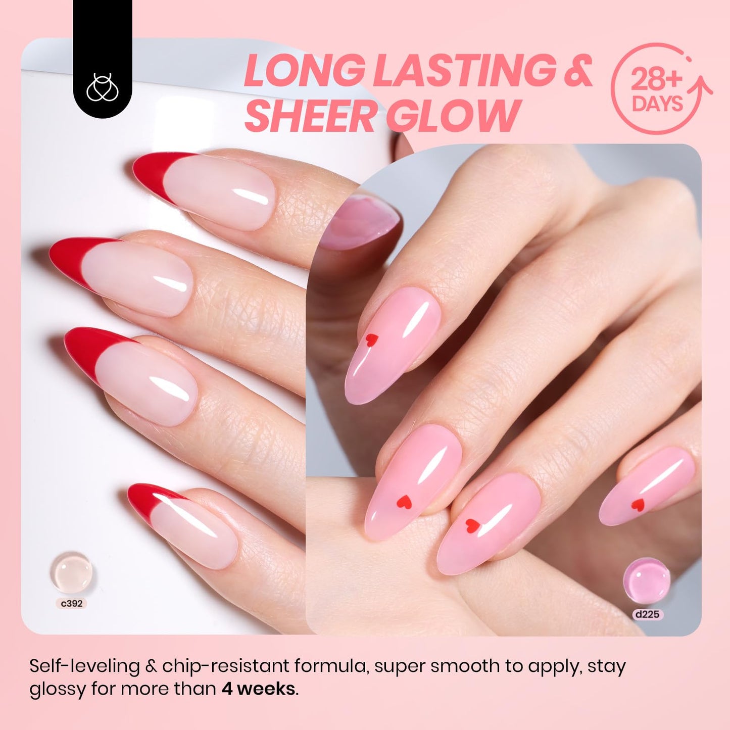 Beetles Nude Gel Nail Polish Set - 6 Colors Pink Jelly Gel Polish Kit Neutral Shimmer Translucent Sheer Gel Soak off Uv Nail Concealer French Nail Art Manicure Gift for Women