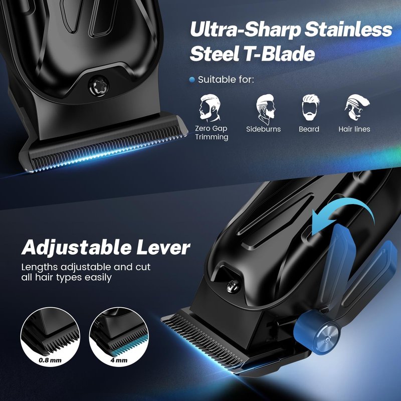 Brightup Barber Hair Clippers [Brushless 9000RPM & Cordless] for Men, Professional Clippers & Trimmers Set with USB-C Charging Stand, Hair Tools Cutting Kit with LCD Display, Gift for Men
