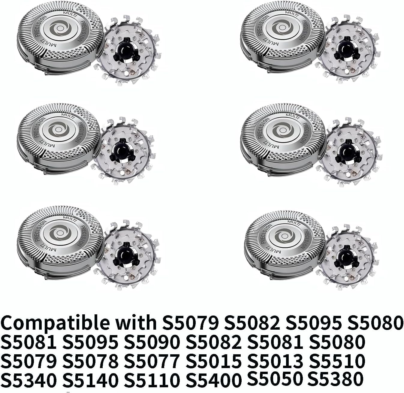 6 Pack SH50 Replacement Shaver Heads Compatible with Philips Norelco Series 5000, SH50 Replacement Blades for Philips Electric Shaving S5510, S5340, S5140