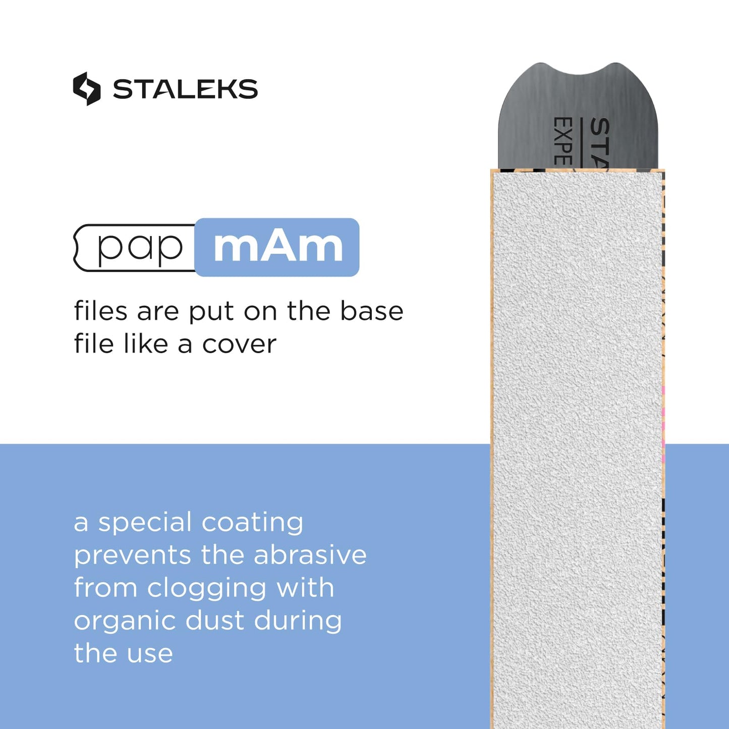 STALEKS PRO Disposable White Abrasive Tape papmAm Expert – 180 Grit – 7m Roll – Glueless Replaceable Abrasive for Plastic Case – Professional Nail Shaping – Manicure & Pedicure