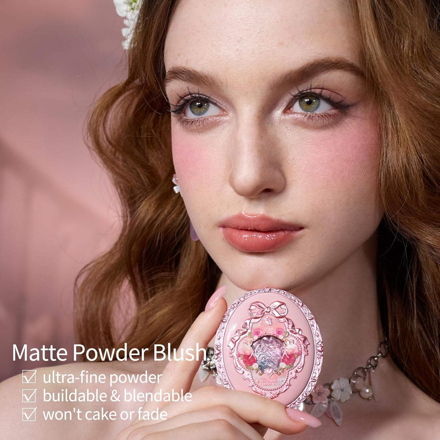 Velvet Embossed Blush - Buildable Berry Matte Powder for Cheeks | Soft Makeup for Women & Girls, 0.17 Oz