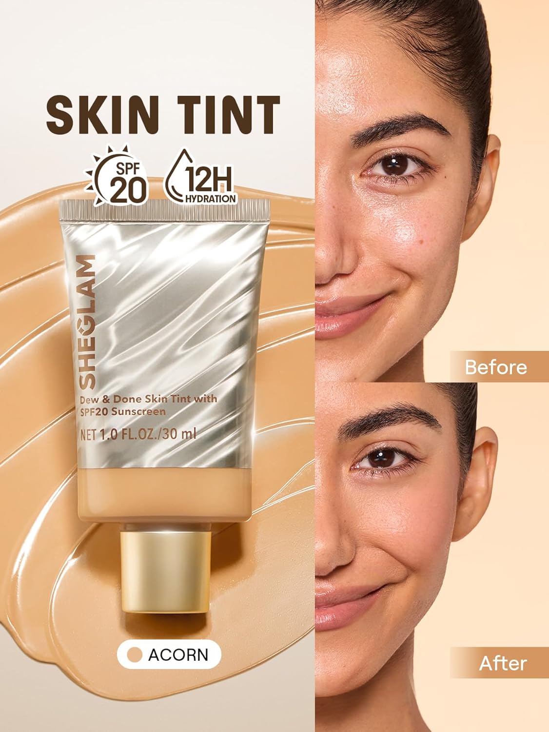 Skin Tint Foundation with SPF 20 - Light-Medium Coverage for Even Skin Tone | Acorn