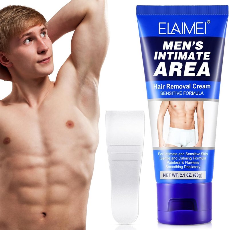 Maani Men's Painless Body Hair Removal Cream for Sensitive Areas, Effectively Removes Coarse Hair from Underarms, Legs, Chests, Private Parts (HIM)